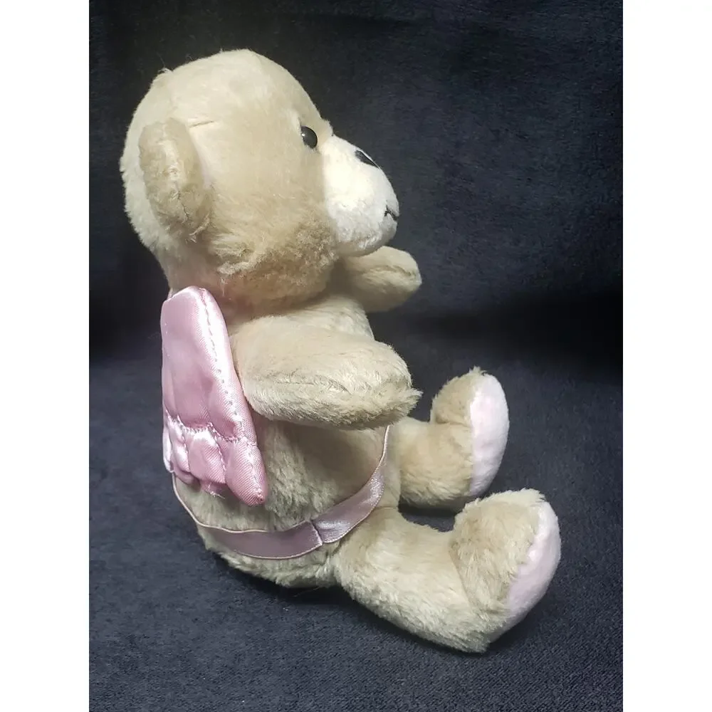 Vintage Hallmark Cupid Angel Magnetic Kiss Kiss Stuffed Plush Bear